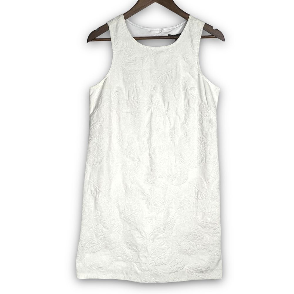 NEW Adrianna Papell 4 White 100% Cotton Floral Embroider Dress Ethereal Coquette